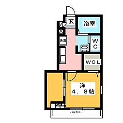 ロイヤルひばりケ丘 1Kの間取図画像
