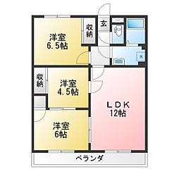 クリアビューパレス 3LDKの間取図画像