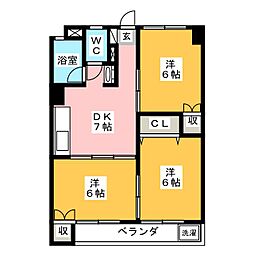 蓮見マンション 3DKの間取図画像