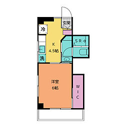 リバーサイド小澤 4階1DKの間取り