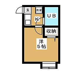 フレンドリー金町 2階1Kの間取り