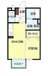 Leap 1DKの間取図画像
