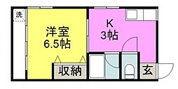 昌栄ビル 1Kの間取図画像