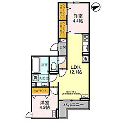 D-Sereno東田町II 3階2LDKの間取り