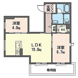 グレイス脇田 1階2LDKの間取り