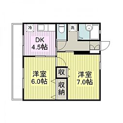 レジデンス上野田 2DKの間取図画像