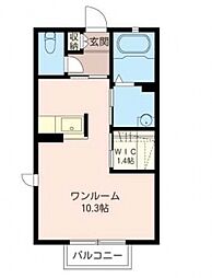 アスティオス2 ワンルームの間取図画像