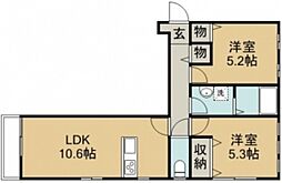 メゾンドレユシール 2LDKの間取図画像