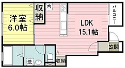フィオーレ新河岸 1LDKの間取図画像