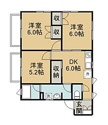 グリーンハウス 3DKの間取図画像
