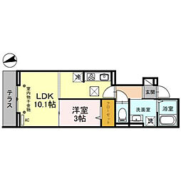 D-RESIDENCE仙波町 1LDKの間取図画像