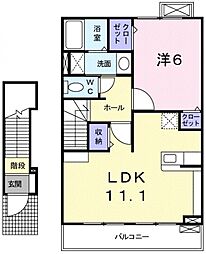 クレメント並木新町 1LDKの間取図画像