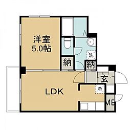 ラカータ川越 1DKの間取図画像