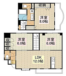 パディストン六軒町 3LDKの間取図画像