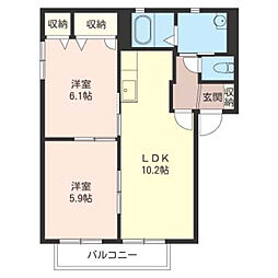 ソレーユ2 2LDKの間取図画像