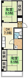 クレイン・ハイム 2DKの間取図画像