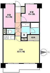 ライオンズマンション川越南古谷第3 2LDKの間取図画像