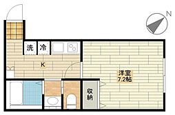 Ｏａｋ川越新河岸 2階1Kの間取り