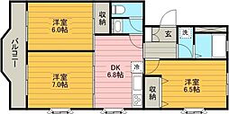 東原グリーンハウス 3DKの間取図画像