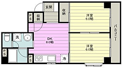 ウィング上福岡 2DKの間取図画像