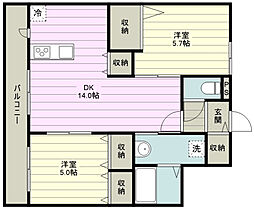 ダンケ 2LDKの間取図画像
