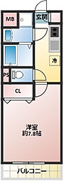 クレールみずほ 1Kの間取図画像