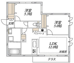 La Seine 2LDKの間取図画像