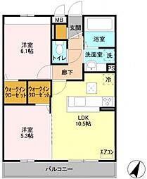ポッソヴィラージュ2 2LDKの間取図画像