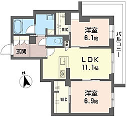 グランレール 2LDKの間取図画像