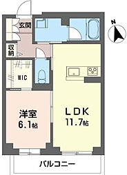 グランレール 1LDKの間取図画像