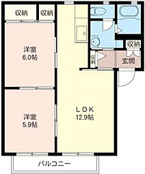 ボンヌ・シャンス弐番館 2LDKの間取図画像