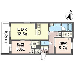 フォルトリア 2LDKの間取図画像