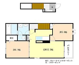 クローバー 2階2LDKの間取り