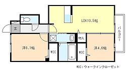 パームツリー（Palm　Tree） 1階2LDKの間取り