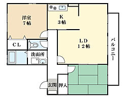 ジュネスドヌール 2LDKの間取図画像