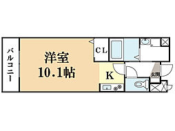 エアリーイースト 1Kの間取図画像