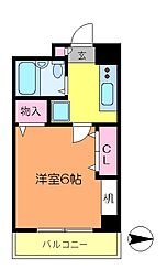 サンルミエール 5階1Kの間取り