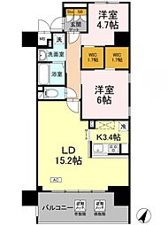 リーラ横浜川和町 2LDKの間取図画像
