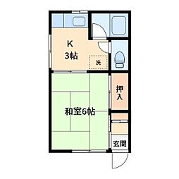 JR南武線 平間駅 徒歩12分の賃貸アパート 1階1Kの間取り