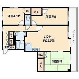 カーサ梶山 3LDKの間取図画像