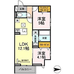 シエルクレール 2LDKの間取図画像