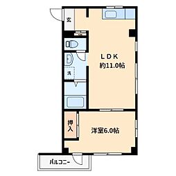 フォレスト宮前 1LDKの間取図画像