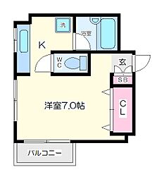 ティーフラワータナベ ワンルームの間取図画像