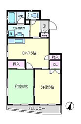 ドミール五番館 2DKの間取図画像