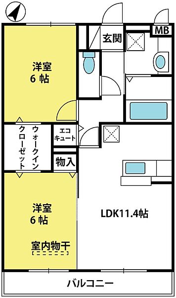 グランマルニエ　イーストコート ｜埼玉県上尾市大字今泉(賃貸アパート2LDK・3階・57.90㎡)の写真 その2