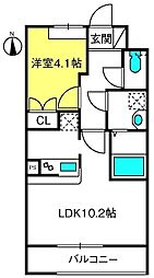 ドラクロワ 2階1LDKの間取り