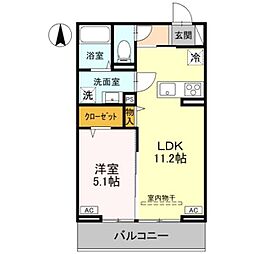 ノーブルラフィネ土呂町 1LDKの間取図画像