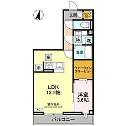 さいたま市中央区下落合2丁目アパート 1LDKの間取図画像