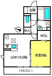 プルミエ5 1LDKの間取図画像