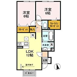 リッカティル 2LDKの間取図画像